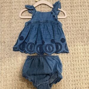 Baby gap Denim Eyelet Tank Top & Bloomers Set - Blue